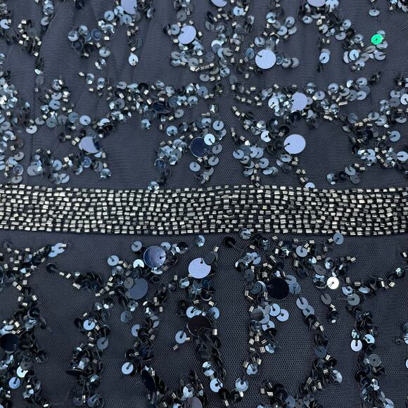 Mac Duggal Sequin Sleeveless Midi Dress 93767 Midnight Blue Size 12 - Picture 13 of 13